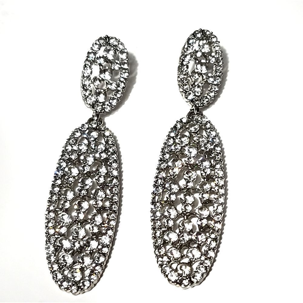 Ellen Tracy silver diamond drop women's earrings